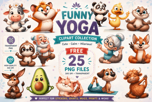 25 Funny Yoga Clipart: Boost Creative Projects