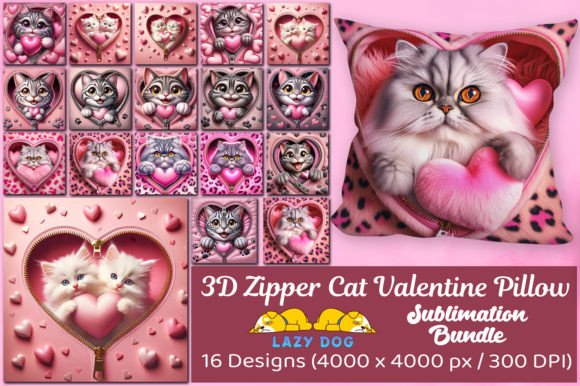 Charming 3D Kitten & Cat Pillow Designs for Valentine's Projects