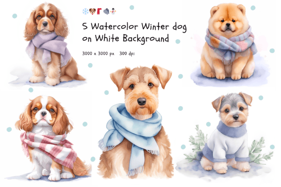 Charming Winter Dog Illustrations for Creative Projects