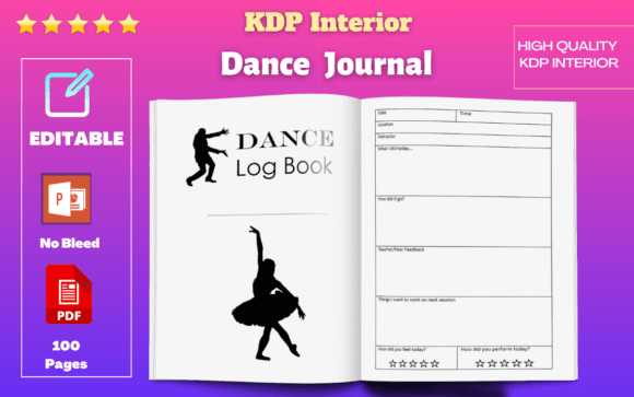 Dance Journal KDP Interior Template for Creative Projects