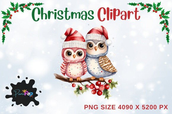 Enchanting Xmas Owl Clipart for Festive Design