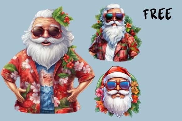 Santa on the Beach Clipart Free!